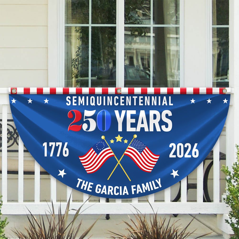Custom Family Name 250 Years Semiquincentennial Non-Pleated Fan Flag TH10 896429