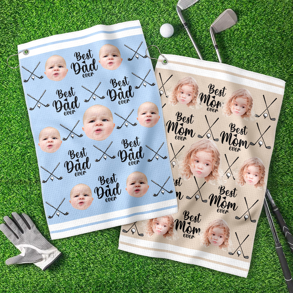 Custom Baby Photo Best Dad Ever For Golf Loving Golf Towel LM32 893577