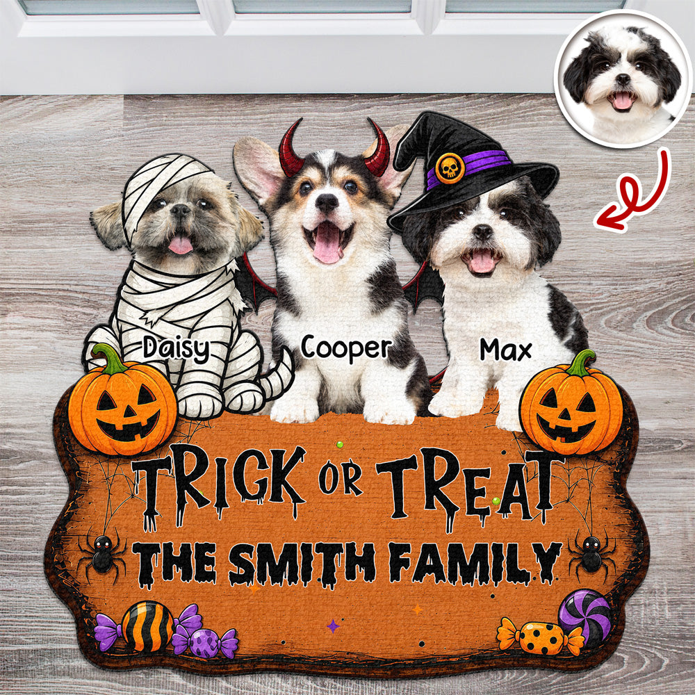 Custom Dog Photo Trick or Treat Halloween Custom Shape Doormat CH07 180182