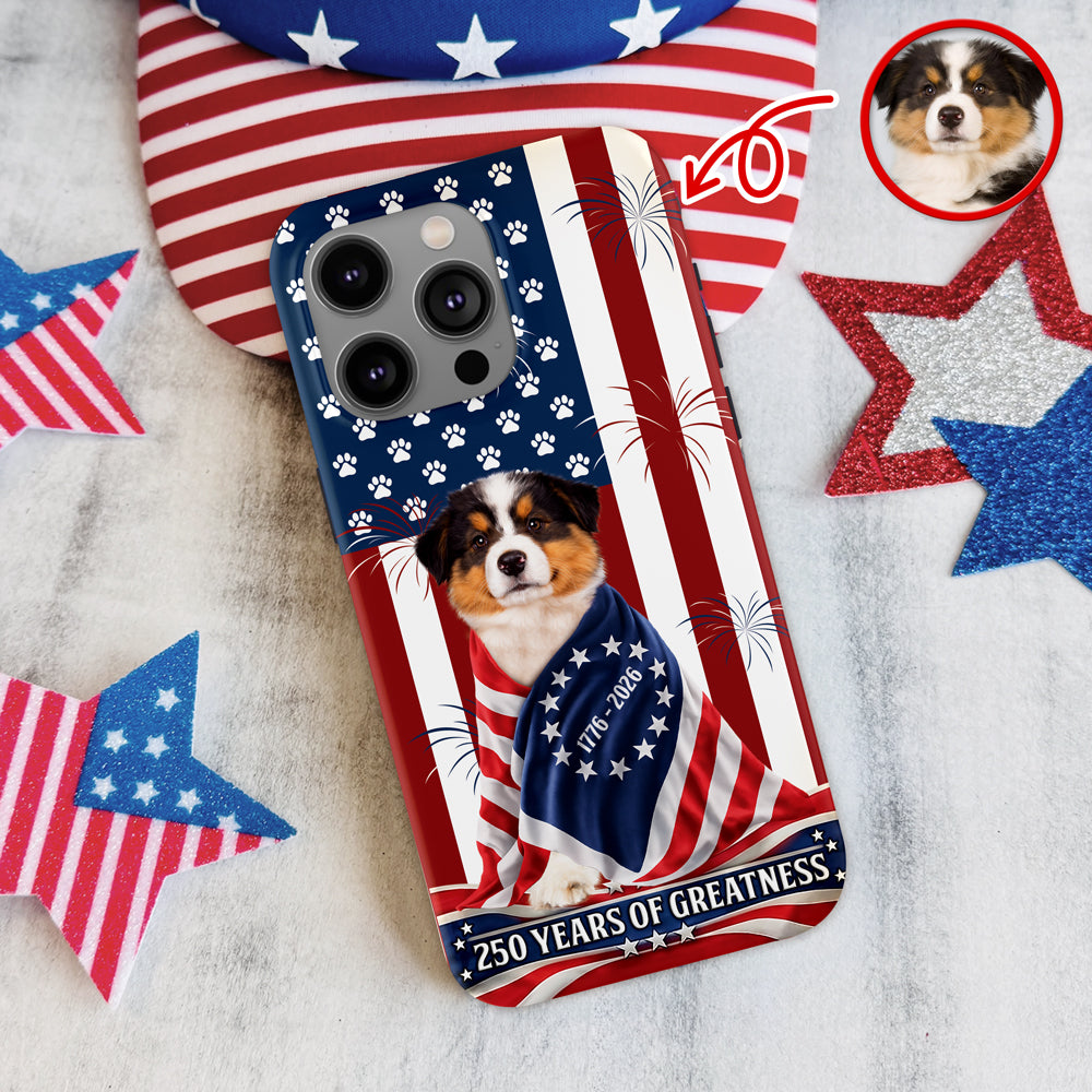 Custom Photo My Dog, Cat Loves America 250 Patriotic Phone Case HO82 901206