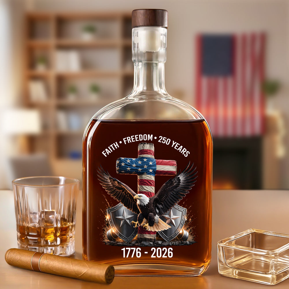 250 Years Of Faith & Freedom 1776–2026 Eagle Patriotic Whiskey Bottle HO82 901276