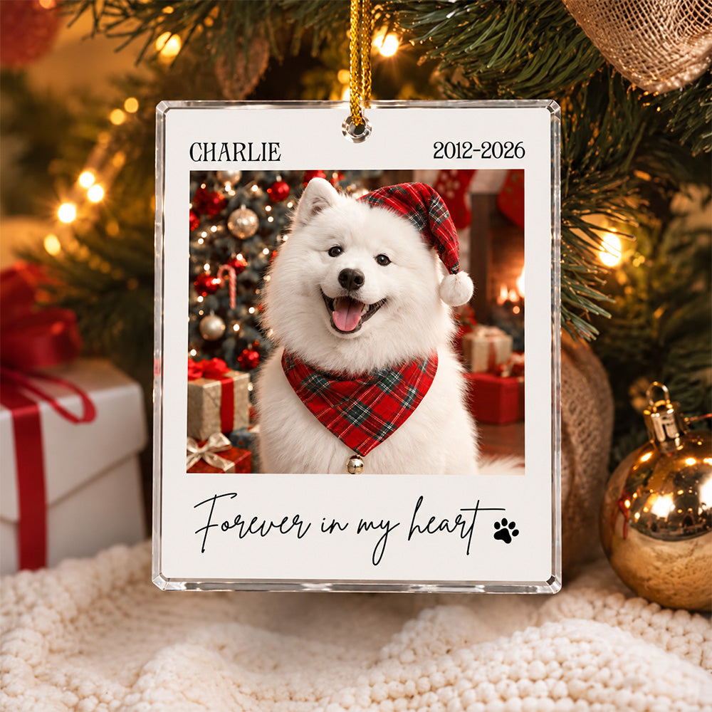 Custom Photo Forever In My Heart Acrylic Ornament Pet Loss Christmas Gifts LM32 670199