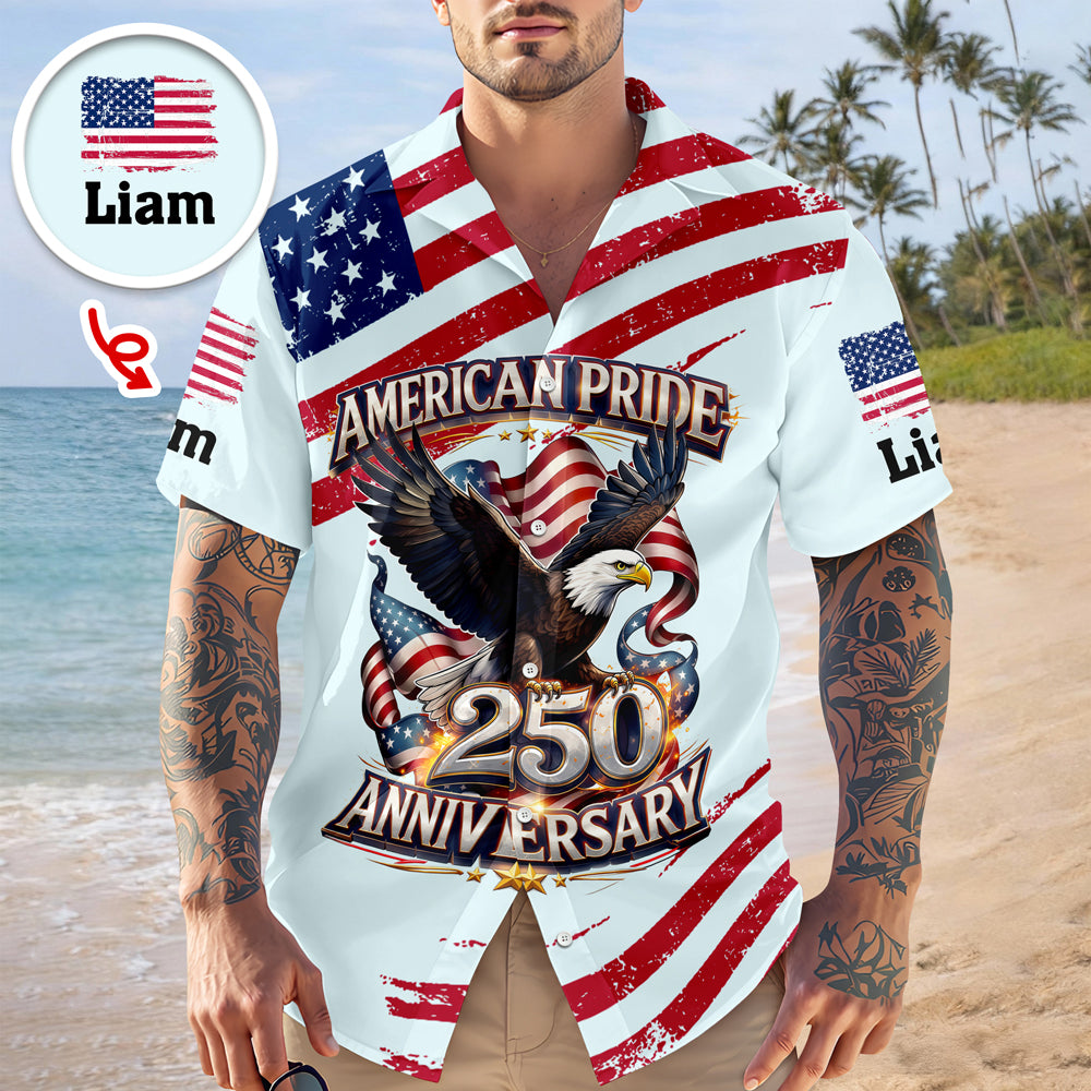 Custom Name America Pride 250th Anniversary 1776–2026 Eagle Hawaii Shirt CH07 911214