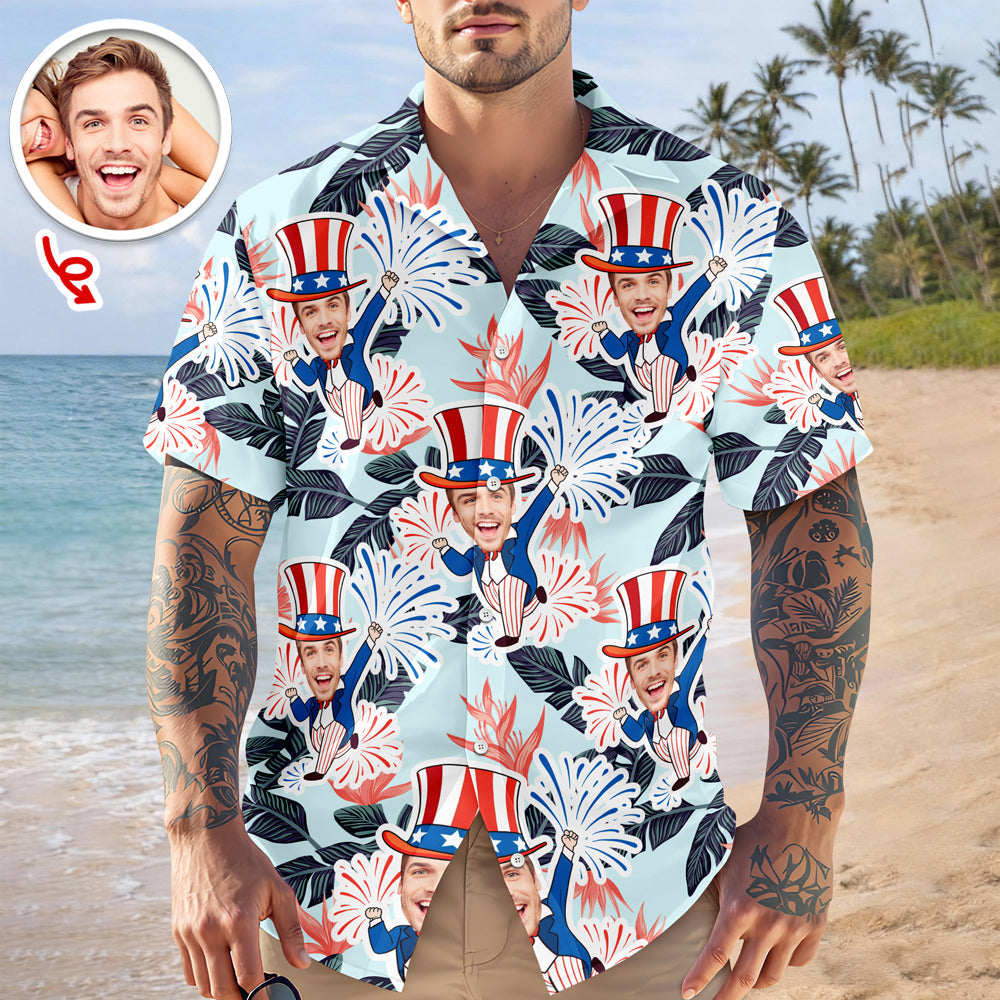 Custom Photo USA 4th of July Tropical Hawaii Shirt LM32 899711