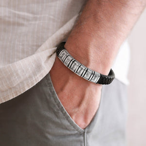 Personalized Name Adorable Icon Mens Beaded Leather Bracelet Gift For Dad, Family LM32 893659