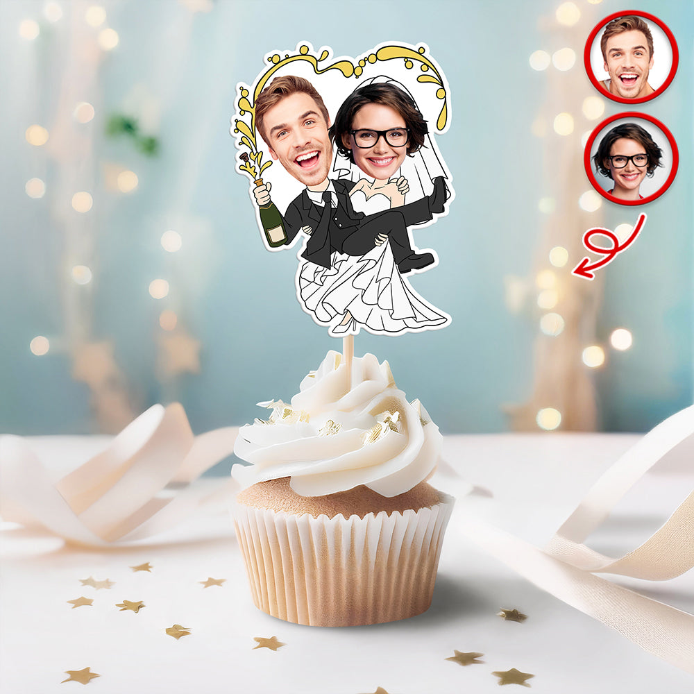 Custom Funny Wedding Face Cupcake Topper Gift For Couple CH07 910076