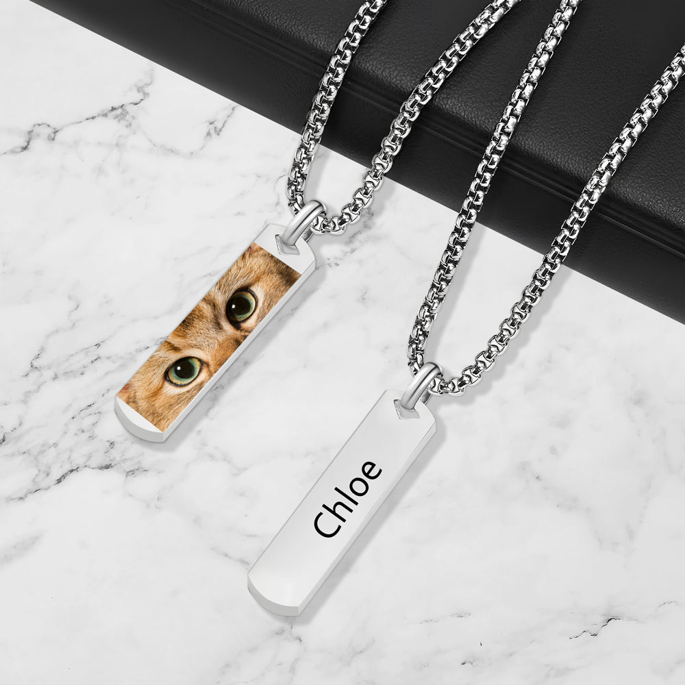 Custom Cat Eyes Photo Long Necklace For Cat Lover TH10 892859