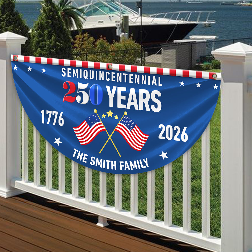 Custom Family Name 250 Years Semiquincentennial Pleated Fan Flag TH10 896429