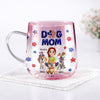Custom Dog Mom & 3D Dog US Flag Gradient Glass Mug HO82 901916