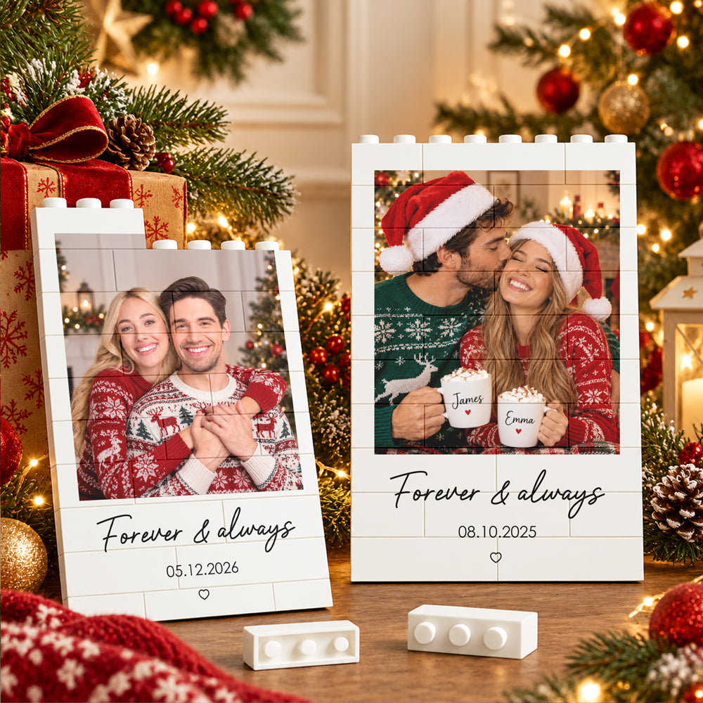 Custom Photo Forever & Always Building Brick Block Christmas Gift for Couples TH10 171251