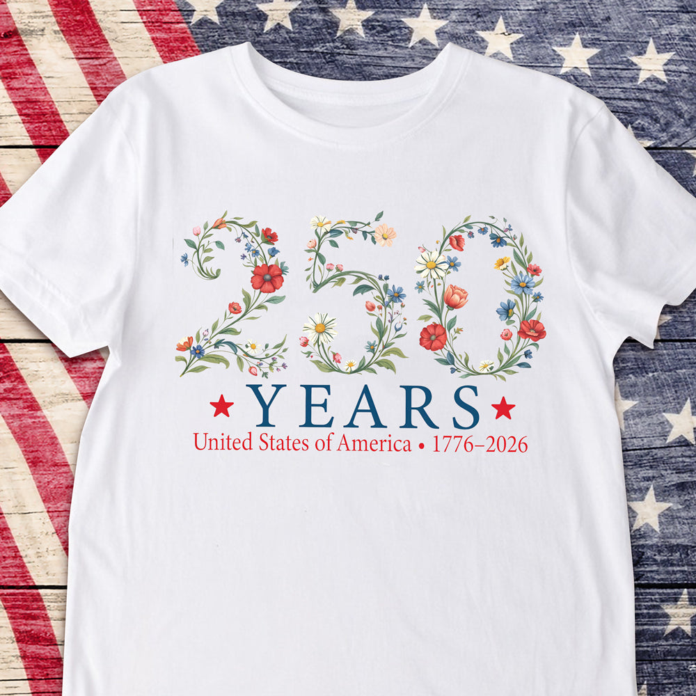 USA 250th Anniversary Floral TShirt 1776–2026 Freedom Celebration Shirt CH07 910984