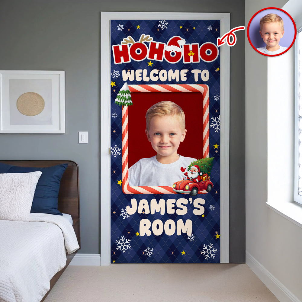Custom Kid Photo Ho Ho Ho Welcome Door Cover Christmas Gift For Family CH07 899420