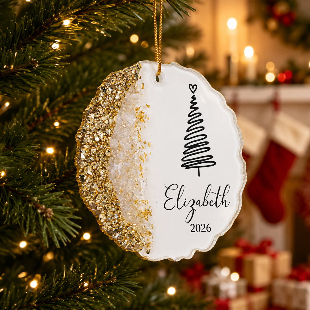 Custom Name Christmas Tree Resin Ornament, Personalized Holiday Decoration, Christmas Keepsake Gift CH07 180506