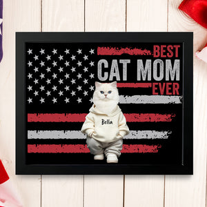Custom Photo Best Dog Cat Dad Ever US Flag Picture Frame Father's Day Gift HA75 892076