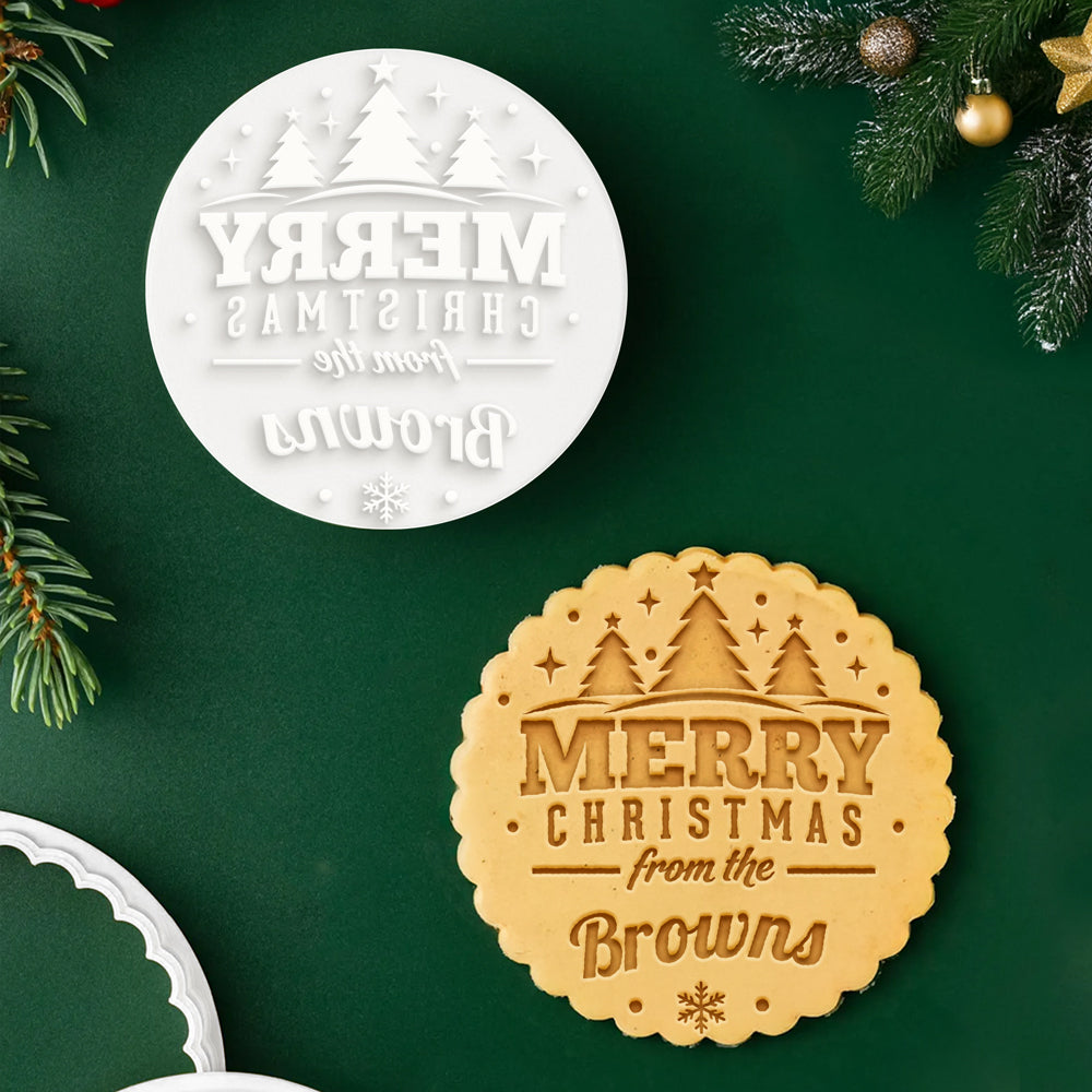 Custom Family Name Christmas Cookie Stamp Holiday Baking Supplies, Unique Christmas Gift CH07 180616