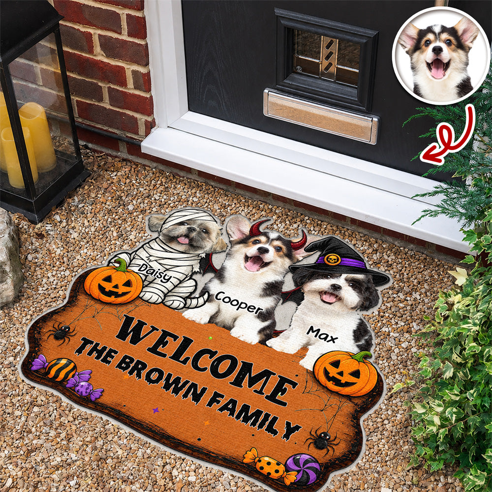 Custom Dog Photo Trick or Treat Halloween Custom Shape Doormat CH07 180182