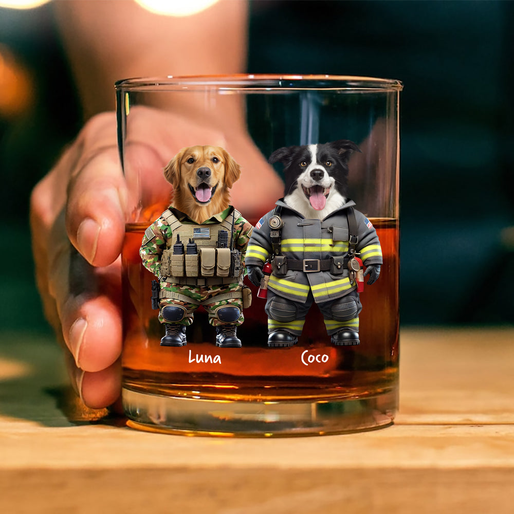 Custom Photo Cool Dog Cat in Dad’s Work Outfit Whiskey Glass Father's Day Gift HA75 892382