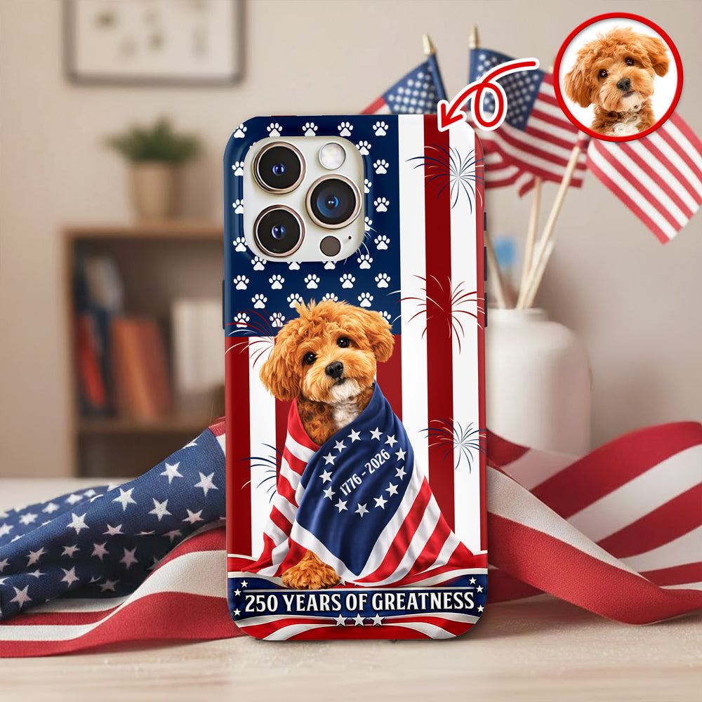 Custom Photo My Dog, Cat Loves America 250 Patriotic Phone Case HO82 901206