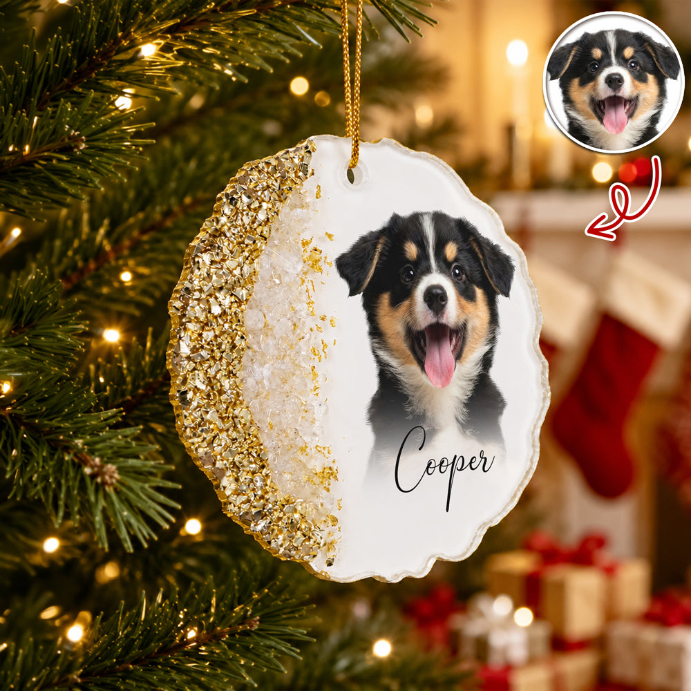 Custom Dog Photo Resin Ornament, Personalized Pet Keepsake, Christmas Gift for Dog Lovers CH07 180562