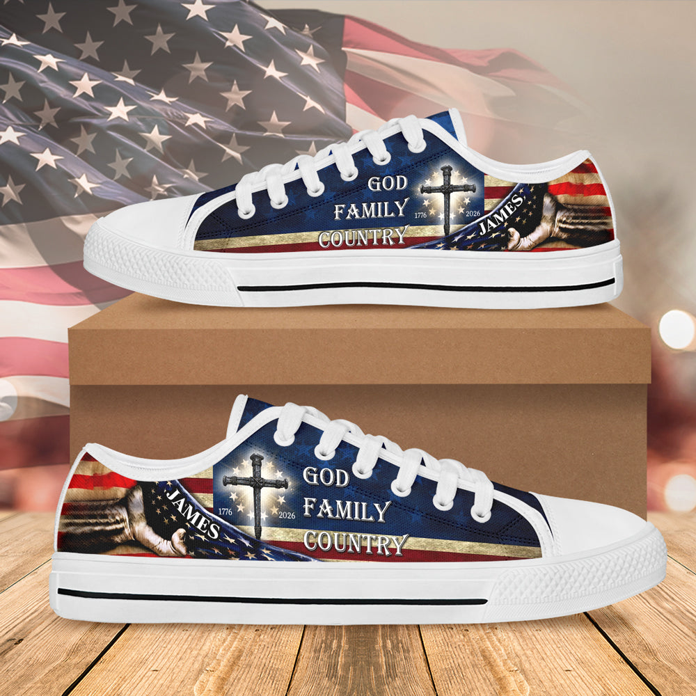 Custom Name God Family Country 250 Years of Blessing 1776 - 2026 Canvas Shoes HO82 902096