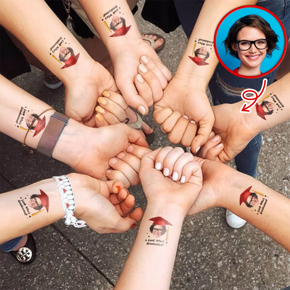 Custom Graduation Photo Look Who's Graduated Temporary Tattoos LM32 899751