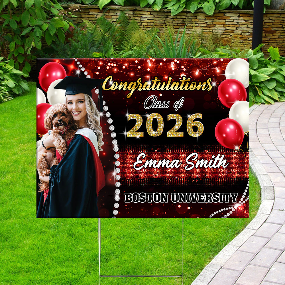Custom Photo Congrats Class Of 2026 Graduation Balloons Yard Sign CH07 910706