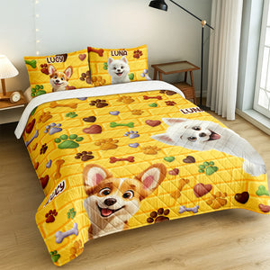 Custom Cute 3D Dog Paw Brick Pattern- 3D Inflated Effect Quilt Bedding Set LM32 897145