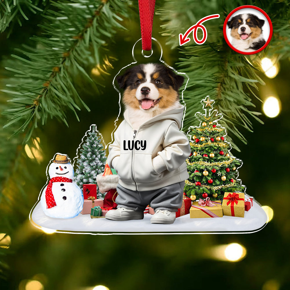 Custom Photo Dog Christmas Acrylic Ornament For Christmas HA75 897604