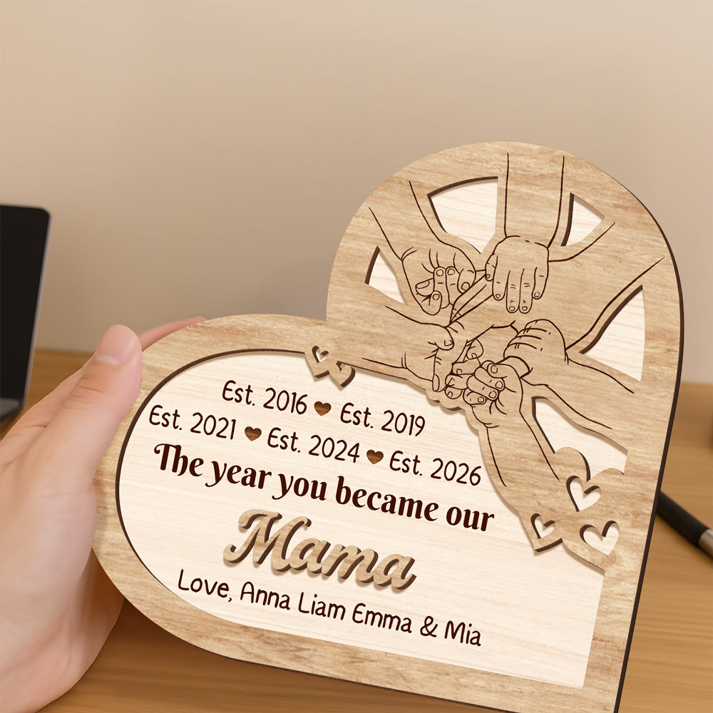 Personalized The Year You Became Our Mommy 2-Layered Wooden Plaque With Stand LM32 899621
