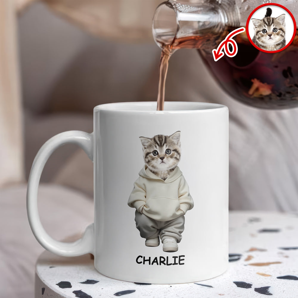 Custom Photo And Name Cat White Mug For Cat Pet Lovers HA75 897598