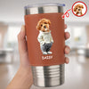 Custom Photo And Name Me Dog Cat Leather Tumbler HA75 897600