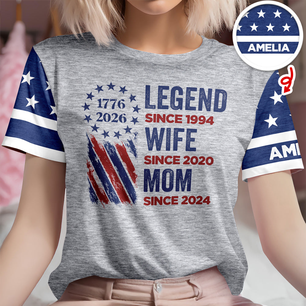 Personalized Legend Wife Mom With 250th Years Of Freedom Anniversary 3D Shirt, Gift For Mom, Mother's Day, America 250 HO82 901350