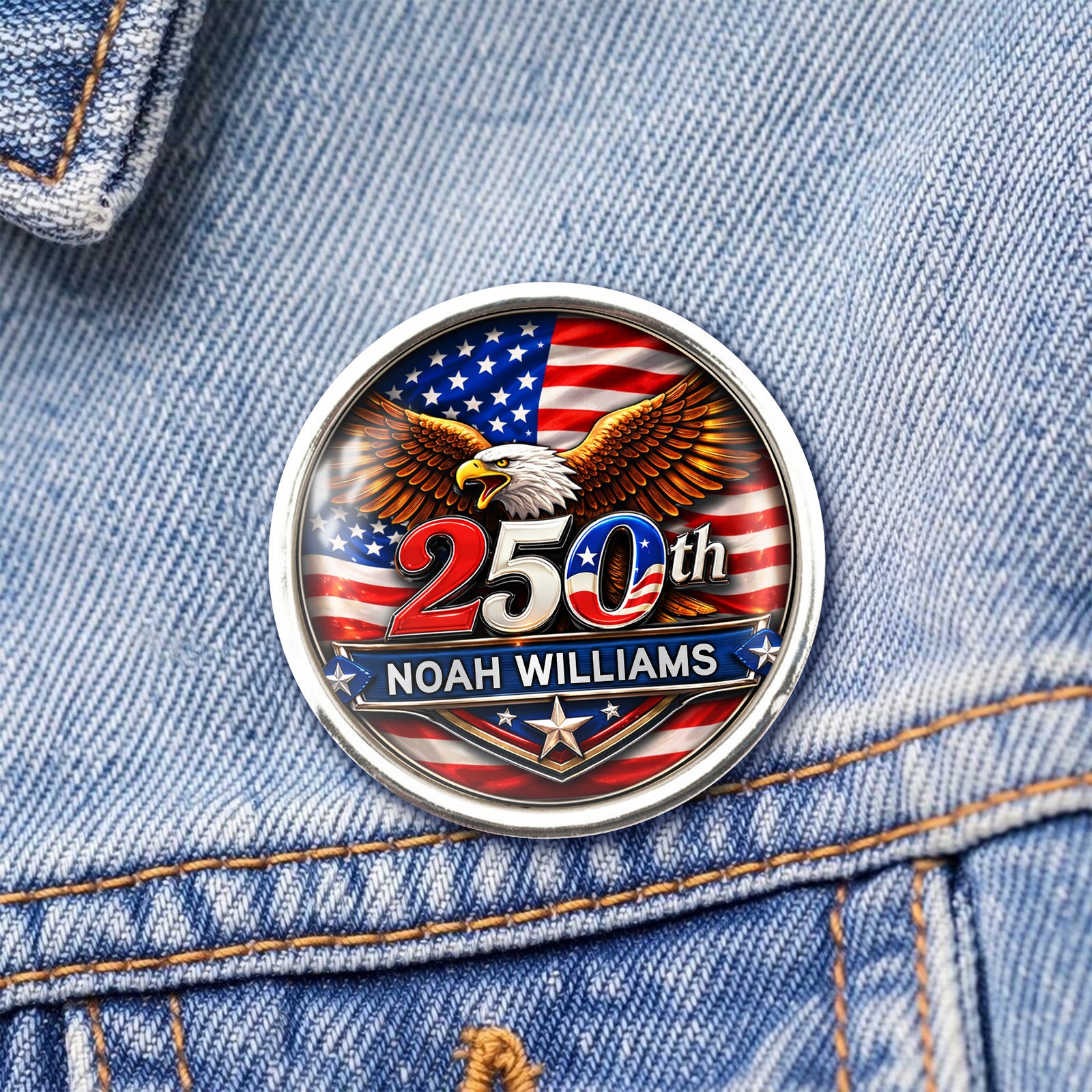Custom Name America 250th Anniversary 1776-2026 Eagle Lapel Pin LM32 899687