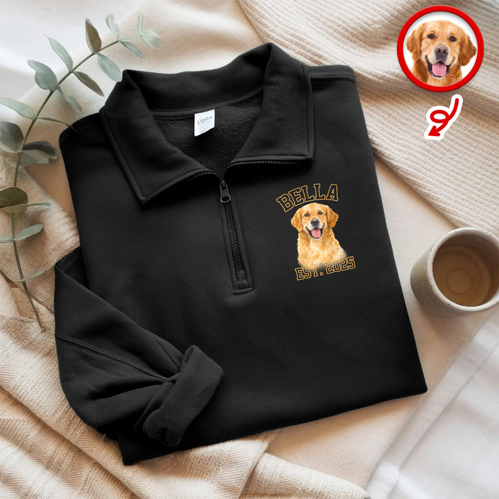 Custom Dog Cat Photo Printed Quarter Zip Sweater Gift For Dog Cat Lovers TH10 898247