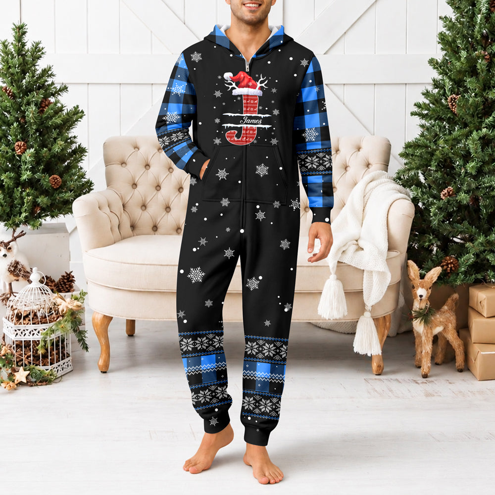 Custom Initial Name Monogram Christmas Holiday Onesie Pajamas HO82 903692
