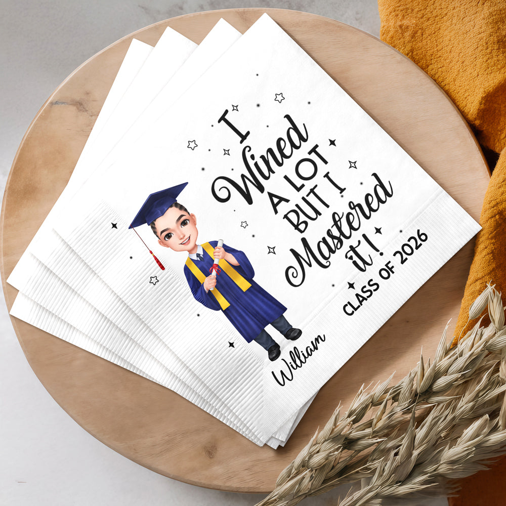 Personalized I Wined A Lot Graduation Napkins For Graduation Party HO82 902194