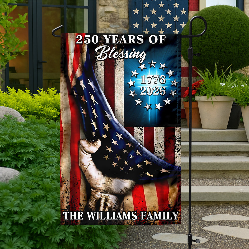 Personalized Family Name 250 Years of Blessing 1776-2026 Garden Flag HA75 920374