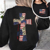 Custom Name God Bless America Patchwork USA Flag Back & Front Dark Shirt HO82 902202