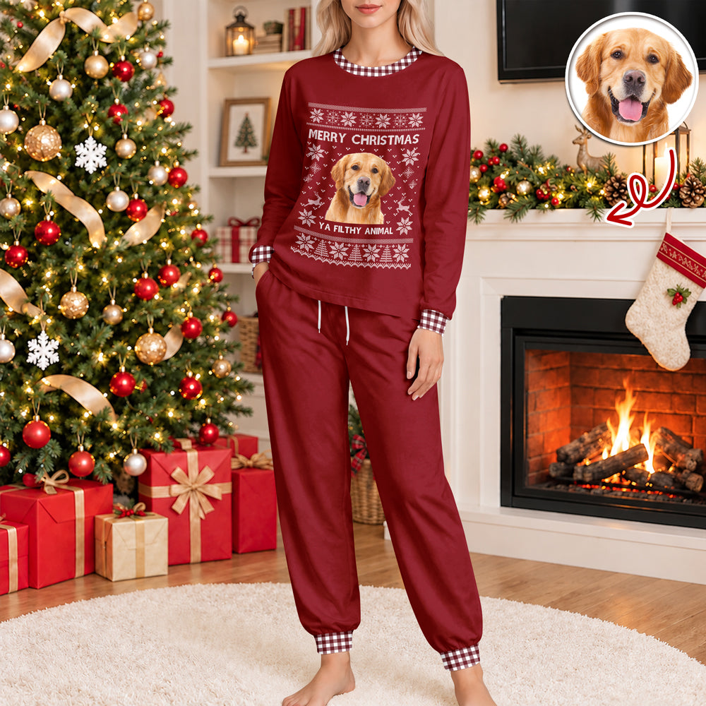 Custom Photo Ugly Christmas Ya Filthy Sleepwear Gift for Dog Cat Lovers HO82 903582