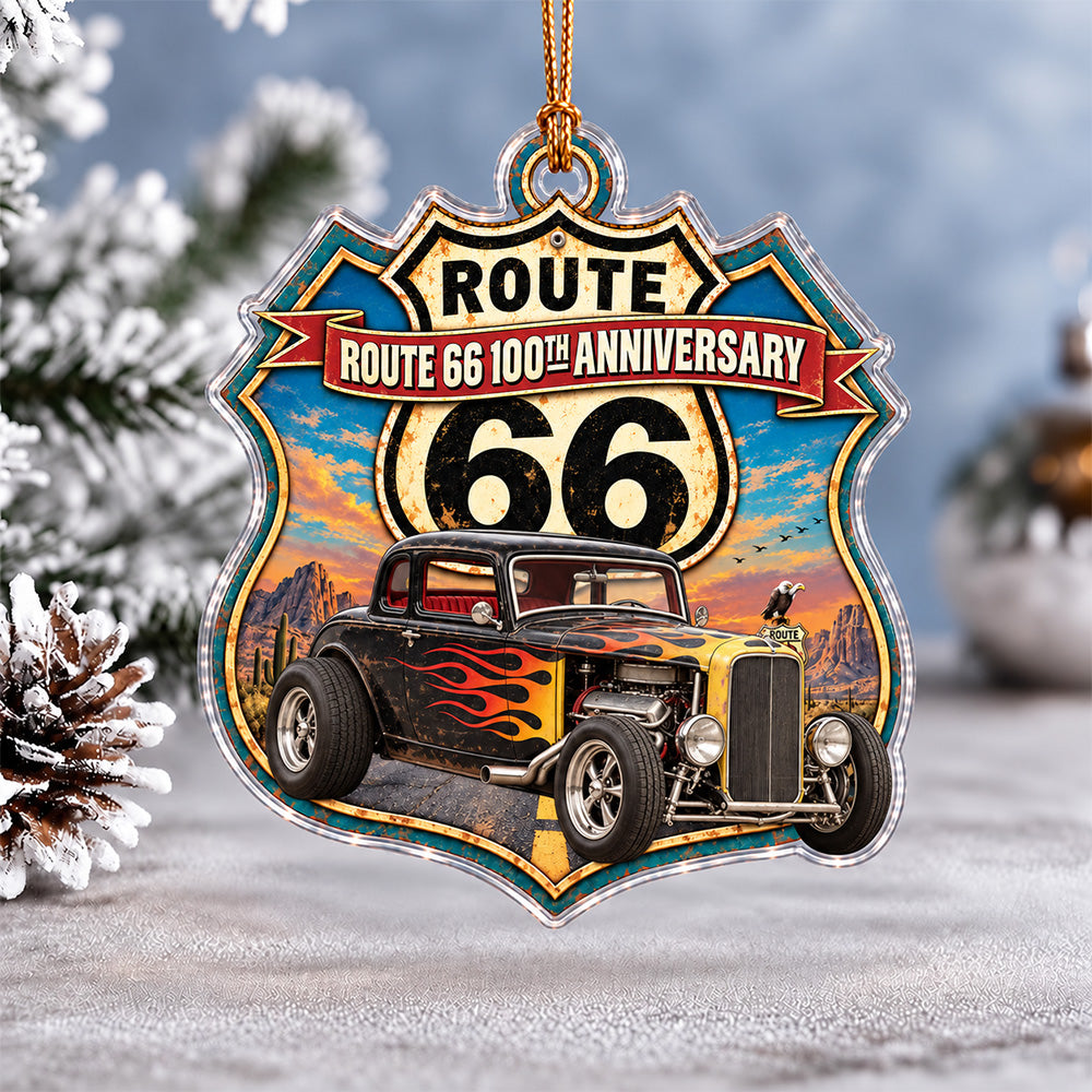 Custom Car Photo 100th Anniversary Of Route 66 Acrylic Ornament, Christmas Tree Decoration Gift CH07 180966