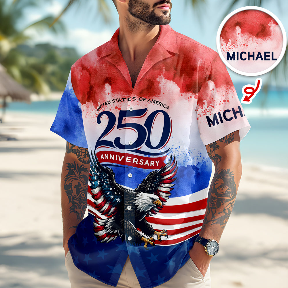 Custom Name 250th United States Of America 1776-2026 Anniversary Patriotic Hawaii Shirt CH07 911296