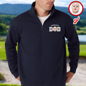 Custom Face Kid Dad Printed Quarter Zip Sweater Family Gift HA75 898606
