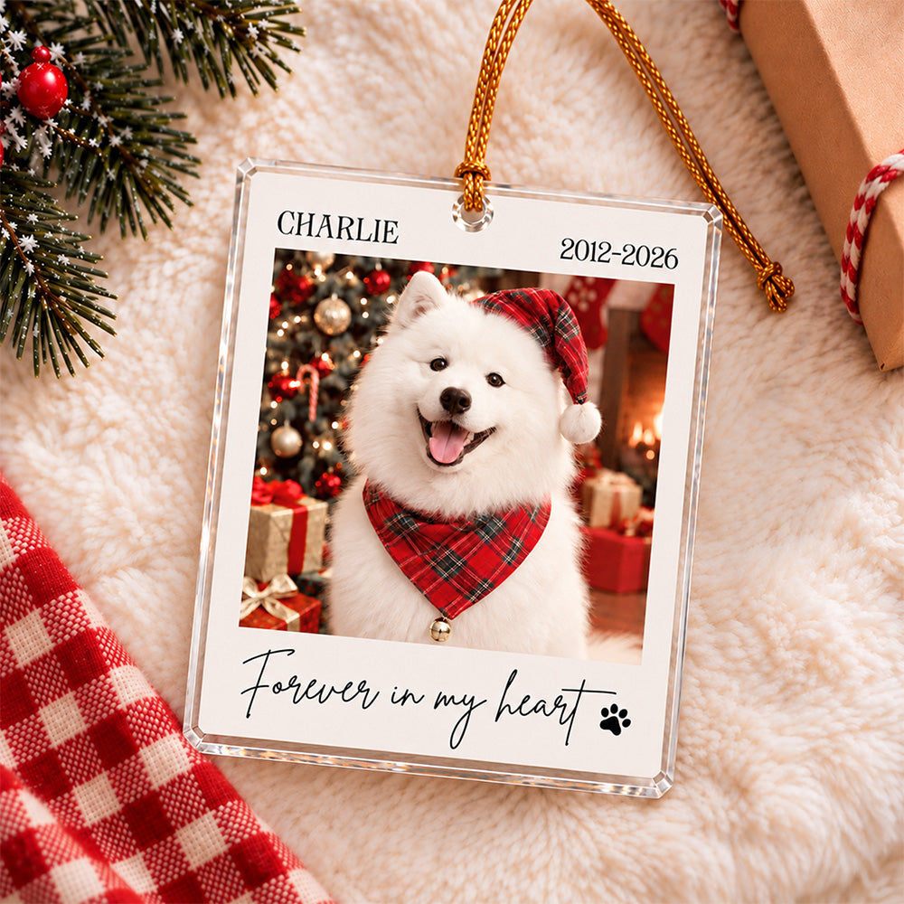 Custom Photo Forever In My Heart Acrylic Ornament Pet Loss Christmas Gifts LM32 670199