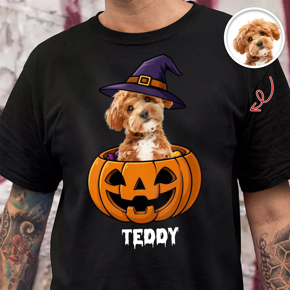 Custom Dog Photo Halloween Dark Shirt - Personalized Halloween Gift for Dog Lovers CH07 180178