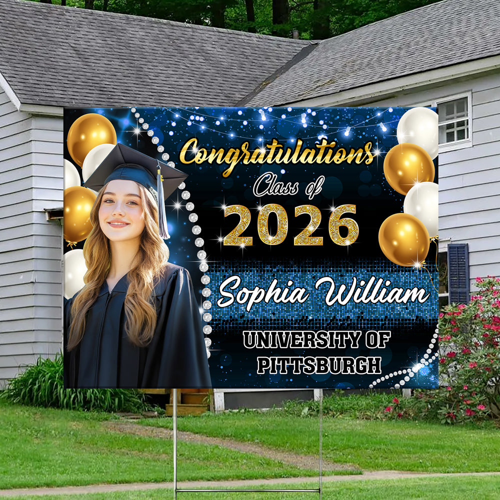 Custom Photo Congrats Class Of 2026 Graduation Balloons Yard Sign CH07 910706