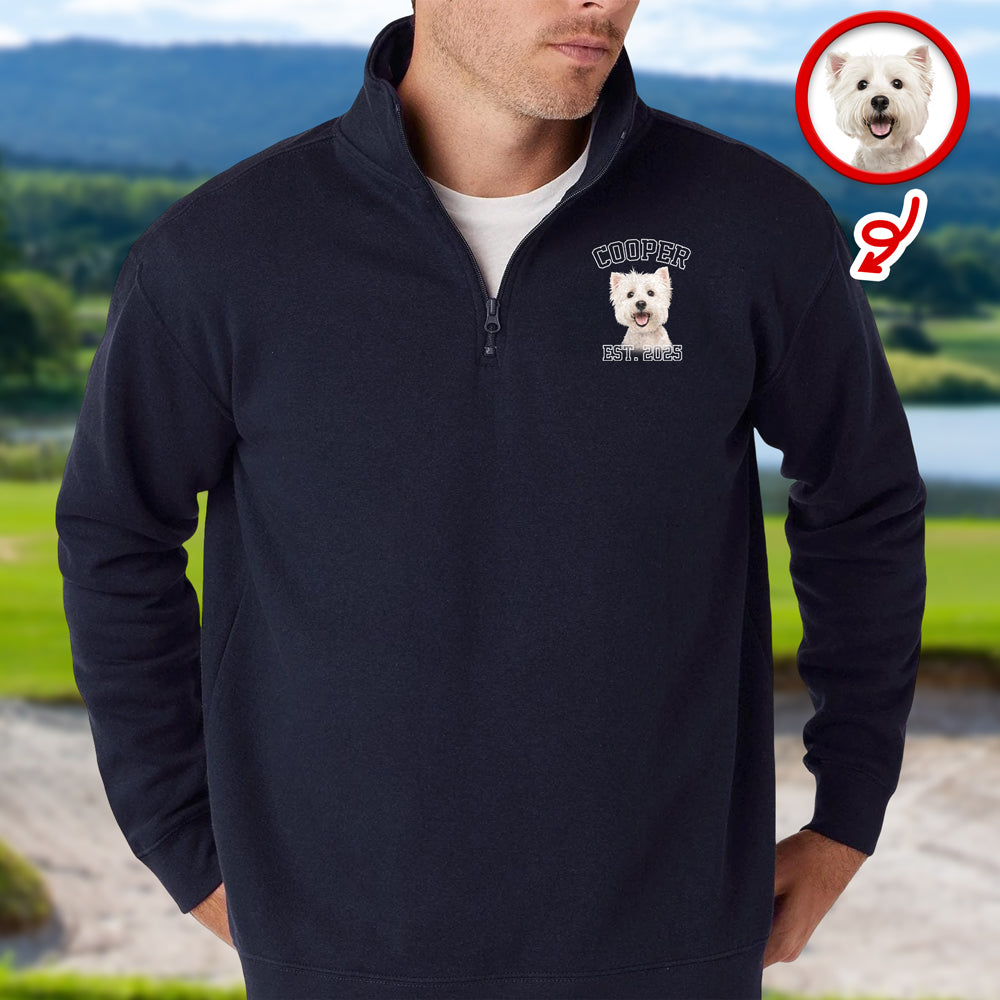 Custom Dog Cat Photo Printed Quarter Zip Sweater Gift For Dog Cat Lovers TH10 898247