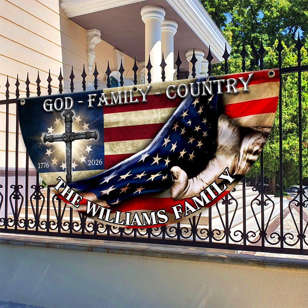 Custom Family Name 250 Years of Blessing 1776 - 2026 Non-Pleated Fan Flag HA75 920376