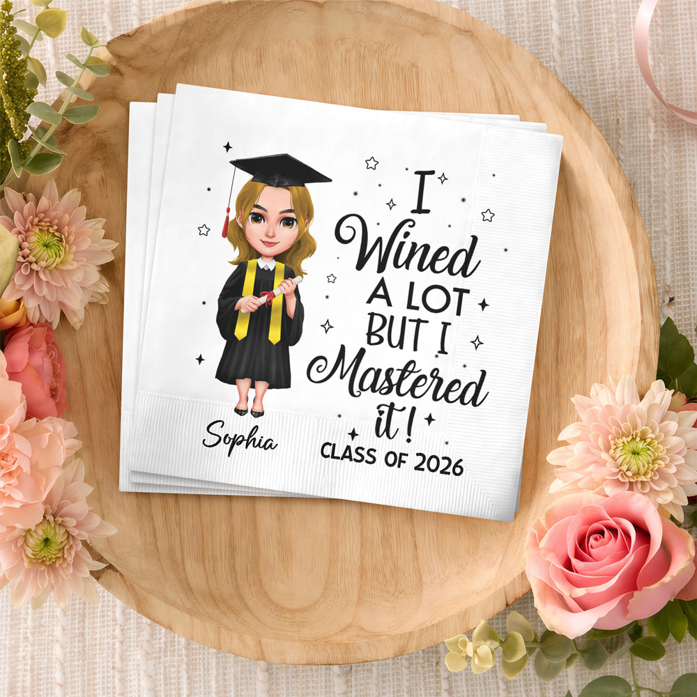 Personalized I Wined A Lot Graduation Napkins For Graduation Party HO82 902194