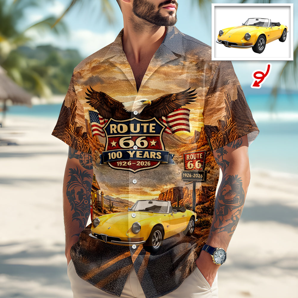 Custom Car Photo 100 Years of Route 66 USA 250th Anniversary Hawaii Shirt Car Lovers Gift CH07 911158