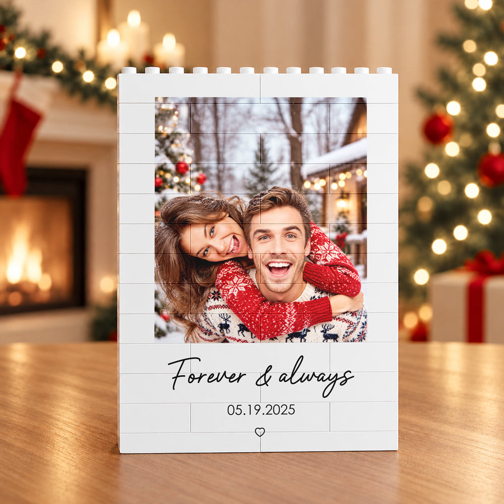 Custom Photo Forever & Always Building Brick Block Christmas Gift for Couples TH10 171251